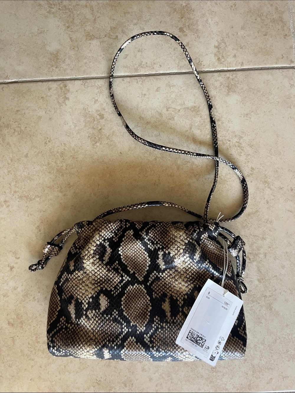 Snake Print Crossbody Bag in Brown and Black